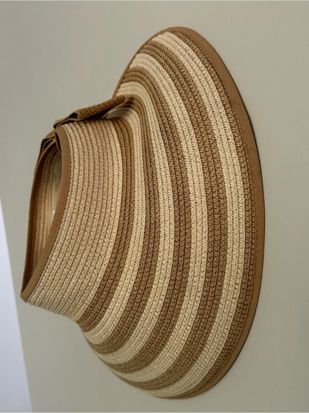 Magid Striped Straw Visor Hat - Beige and Tan